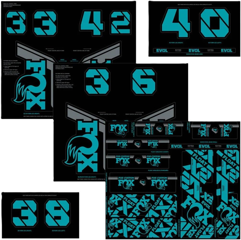 Fork & Shock Decal Kit Turquoise, One Size