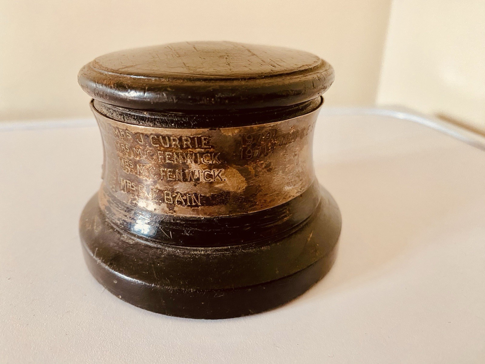 🏆 1962 Trophy Base Wooden Vintage Antique History for Silver Trophies JobLot