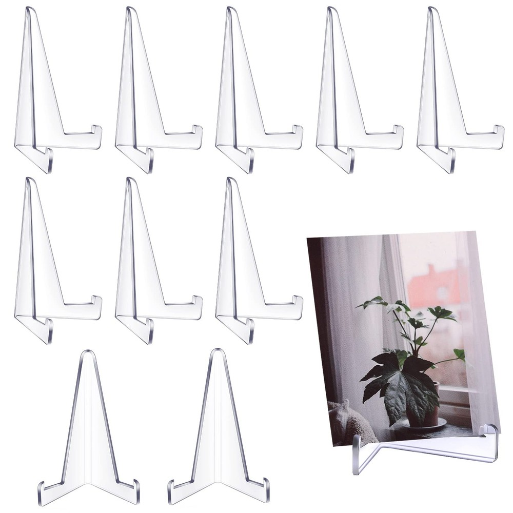 Bucherry 10 Packs Mini Easel Display Stand Acrylic Small Plastic clear