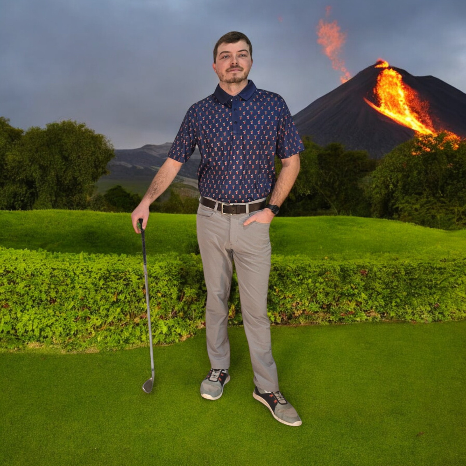 Funny Golf Polo Shirts Men UPF Dry Fit Performance Moisture Wicking Hawaii Beach