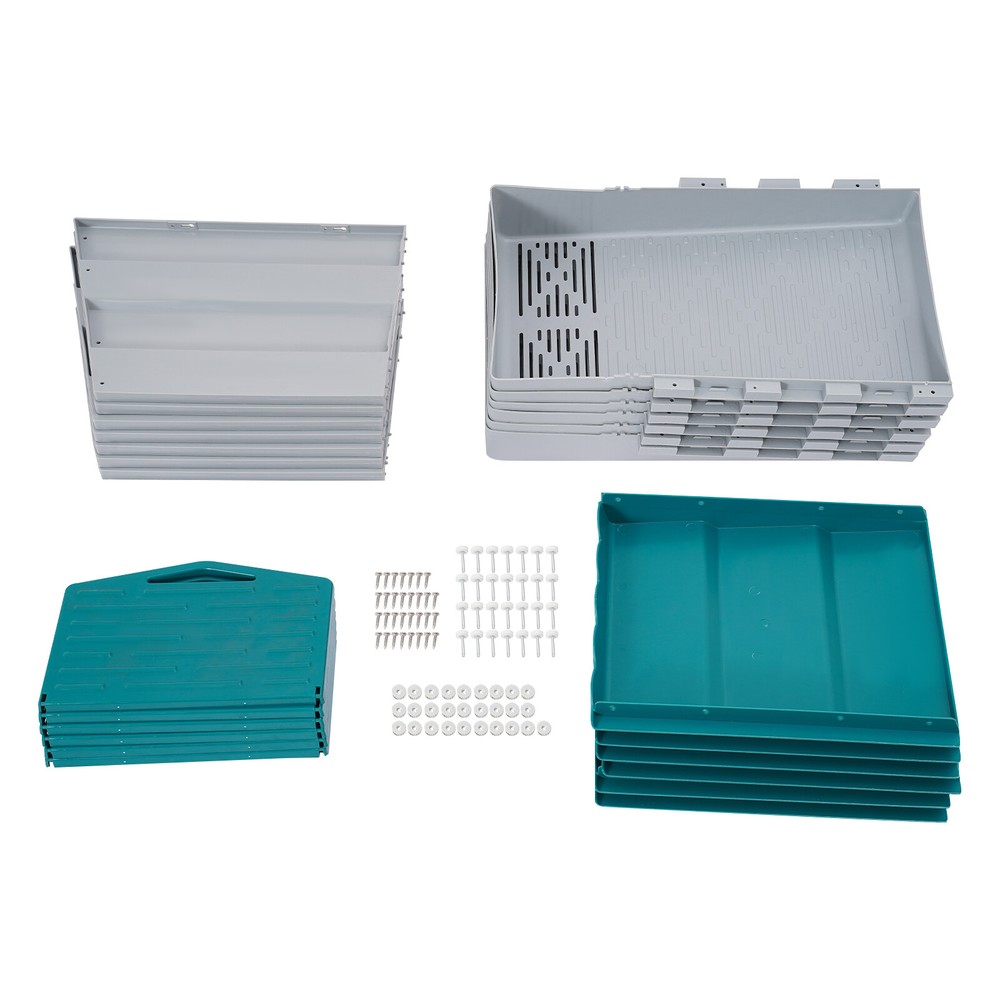 6 Compartments Chicken Laying Boxes with Egg Collection Nesting Boxes Green US