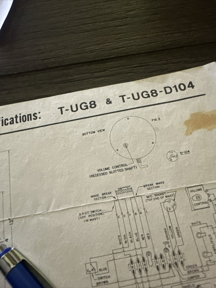 Original ASTATIC D104 Microphone SPEC SHEET