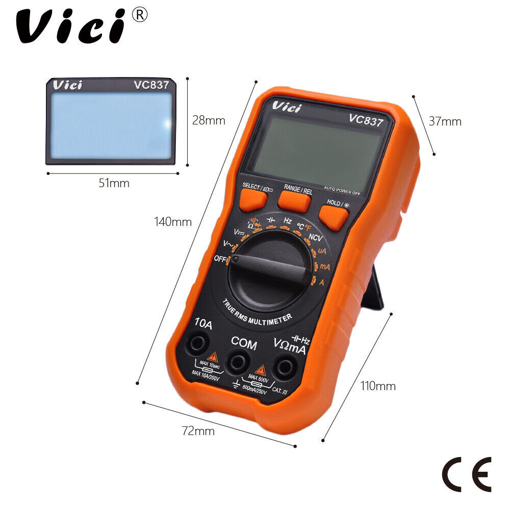 VC837 LCD Digital Auto Voltmeter Ammeter Ohmmeter Multimeter Volt AC/DC Tester