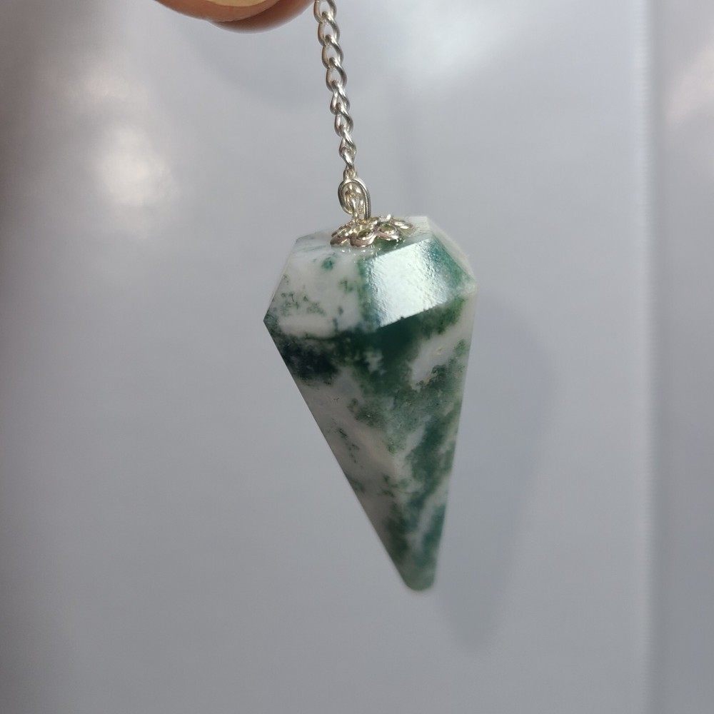 Tree Agate Faceted Cone Crystal Dowsing Pendulum Divination Tool