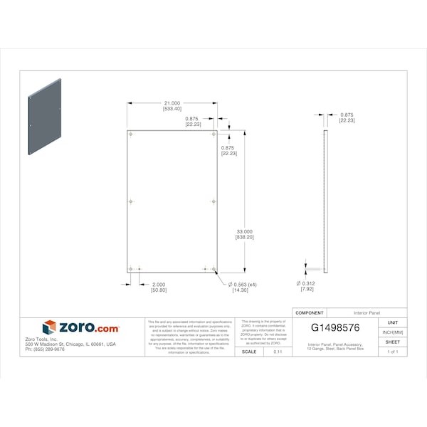Wiegmann Np3624 Interior Panel, 12 Gangs, Steel, Back Panel Box Type