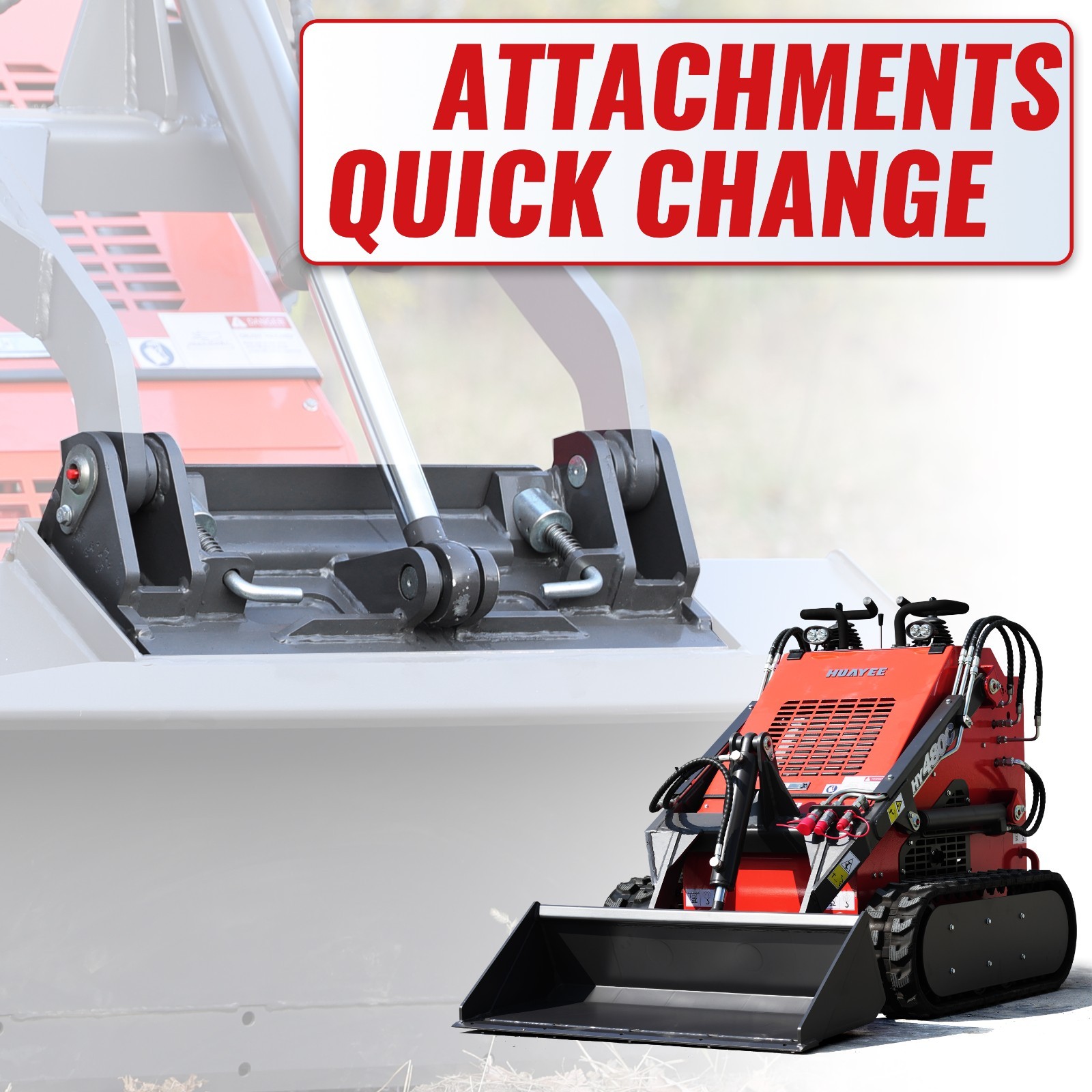 HY480C FREE SHIP/unloading Mini Skid Steer Loader 23HP +Grapple+Stump Crusher