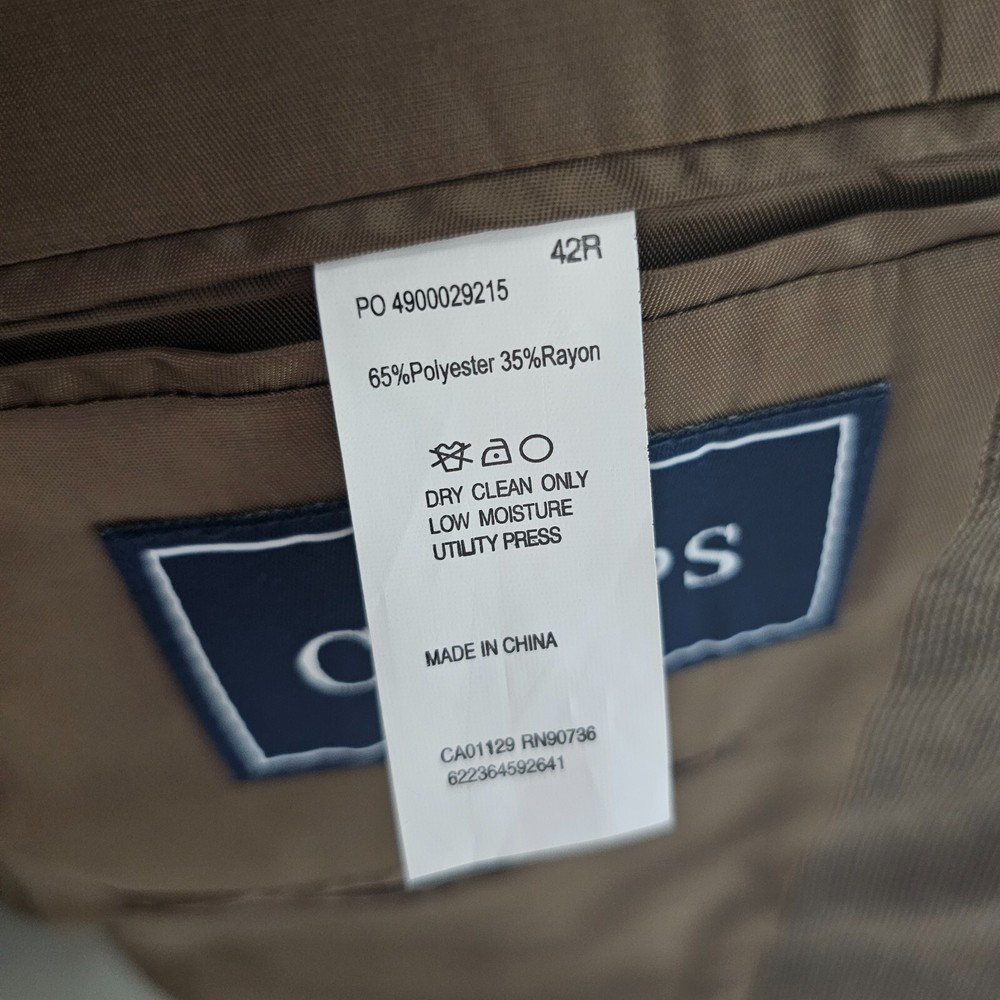Chaps 42R Brown Sport Coat Blazer Jacket Solid 2B Polyester