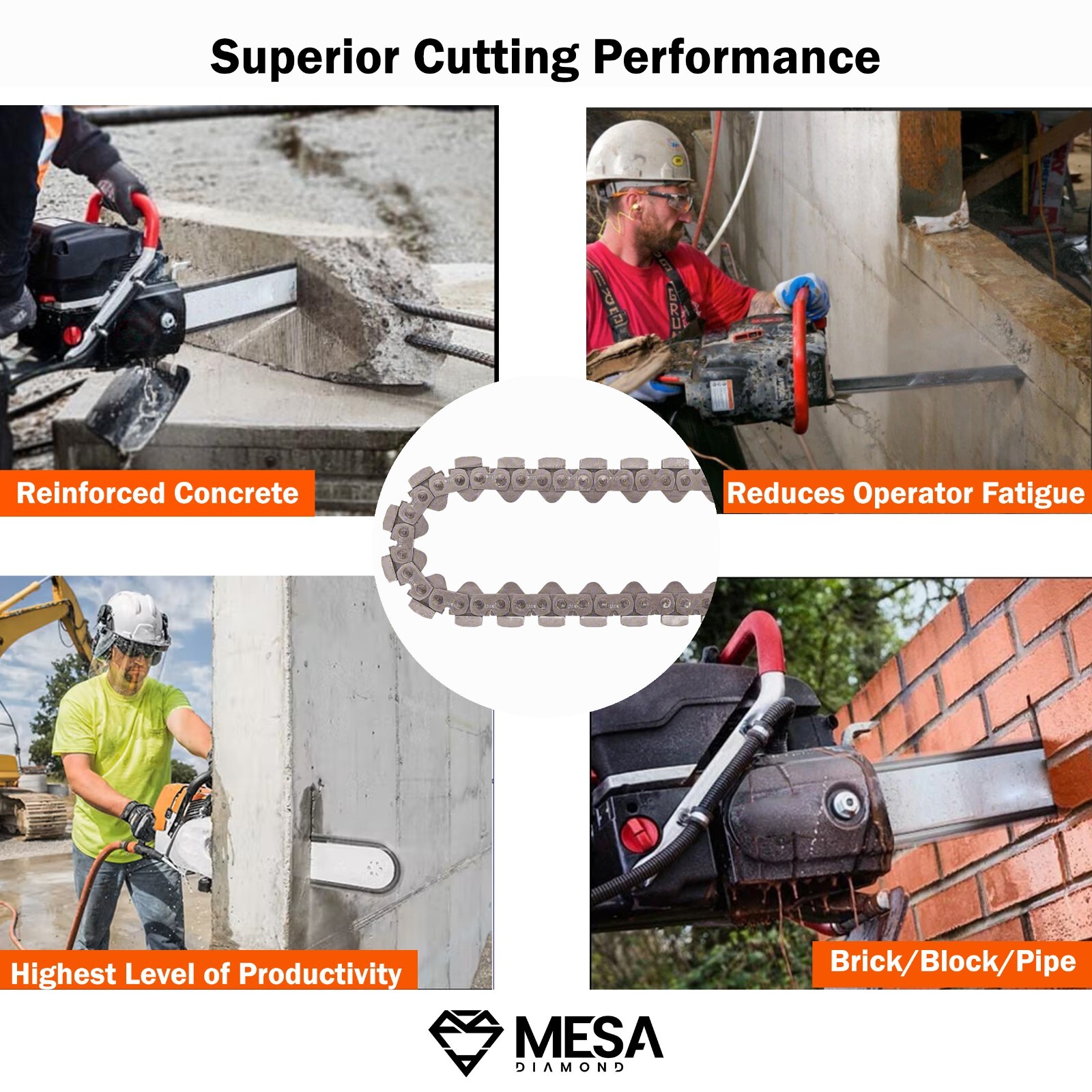 Concrete Chainsaw Diamond CHAIN MIA Fit for ICS, Husqvarna, STIHL MESA DIAMOND®