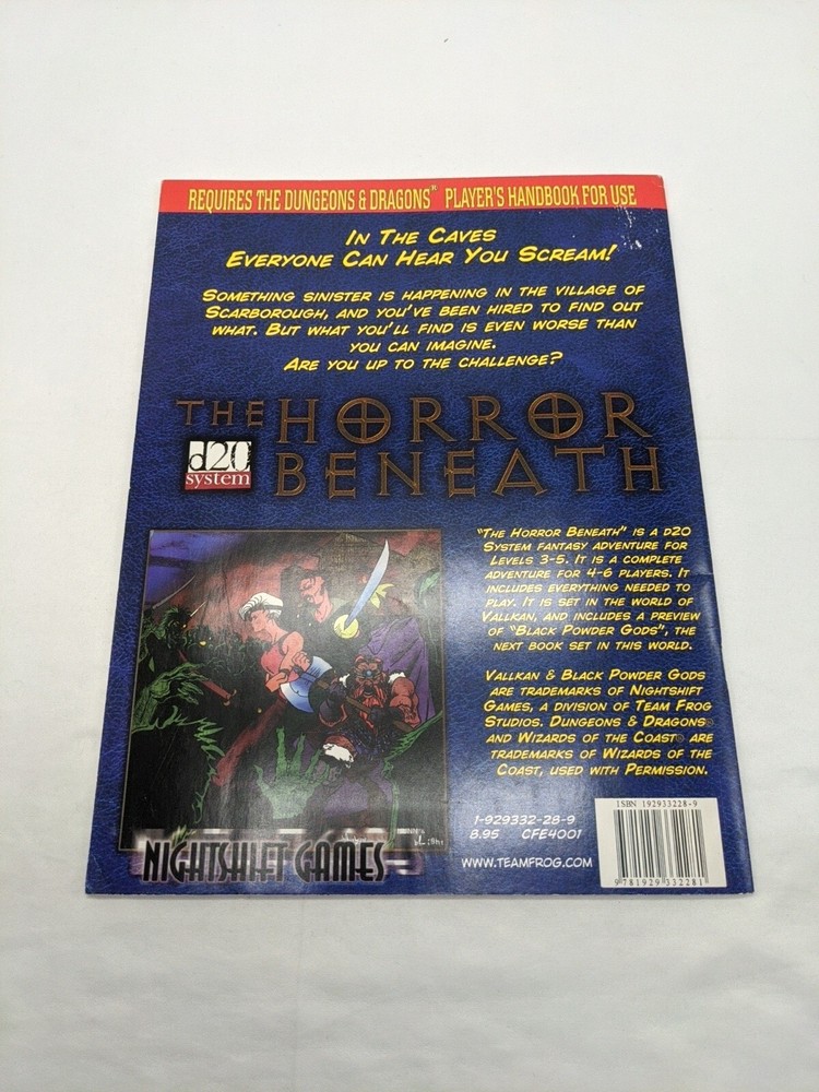 The Horror Beneath RPG D20 System Module Adventure Nightshift Games