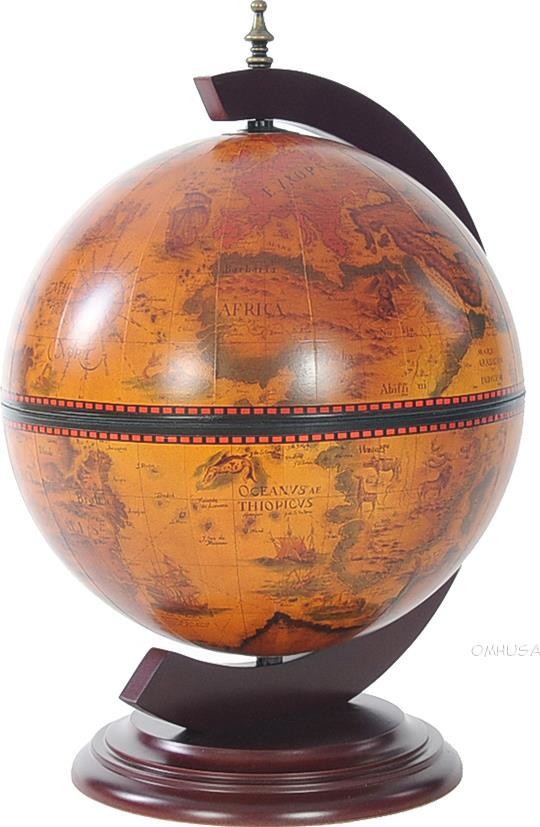 Antique Nautical Globe with Chess Set Holder