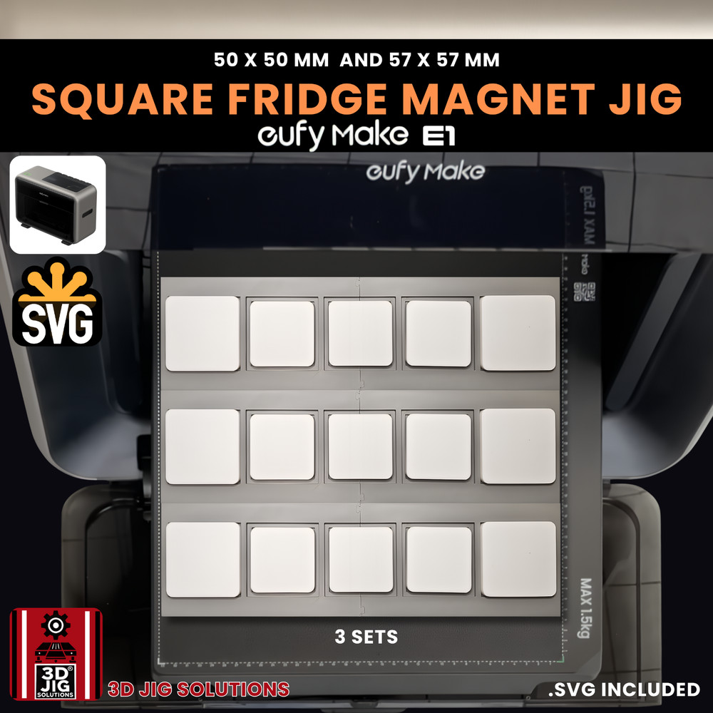 EufyMake E1 Jig | Fridge Magnet UV Printer Fixture | Square Ceramic Magnets