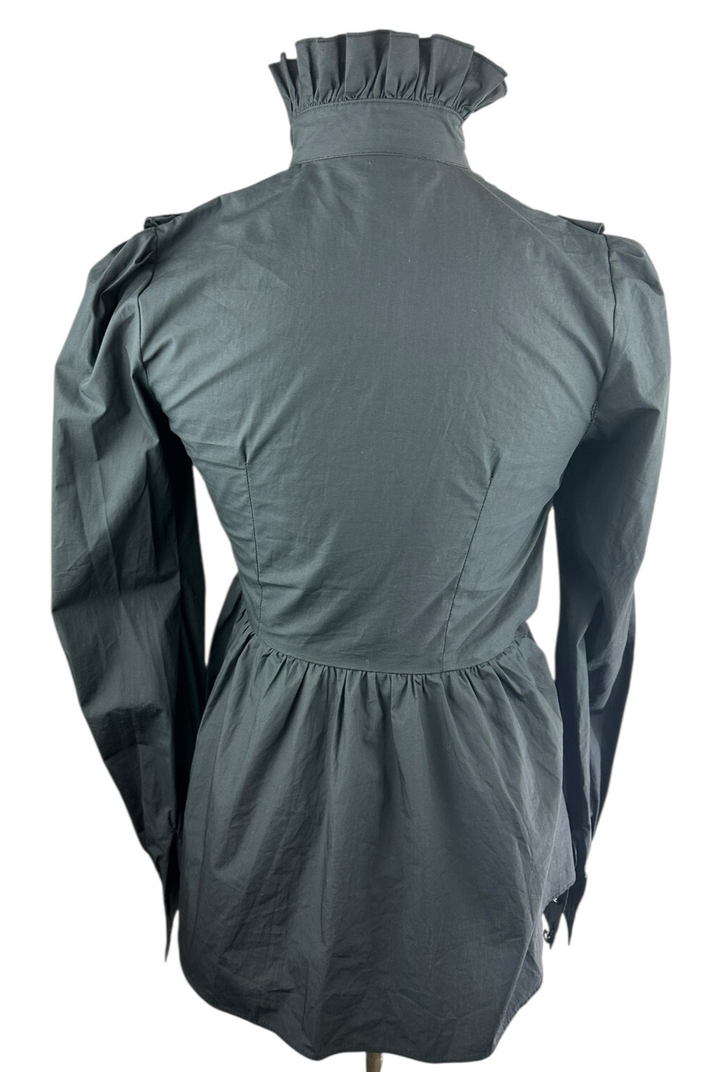 *Flawed* Victorian Choice Black Blouse Steampunk Witchy Goth Button Top Medium