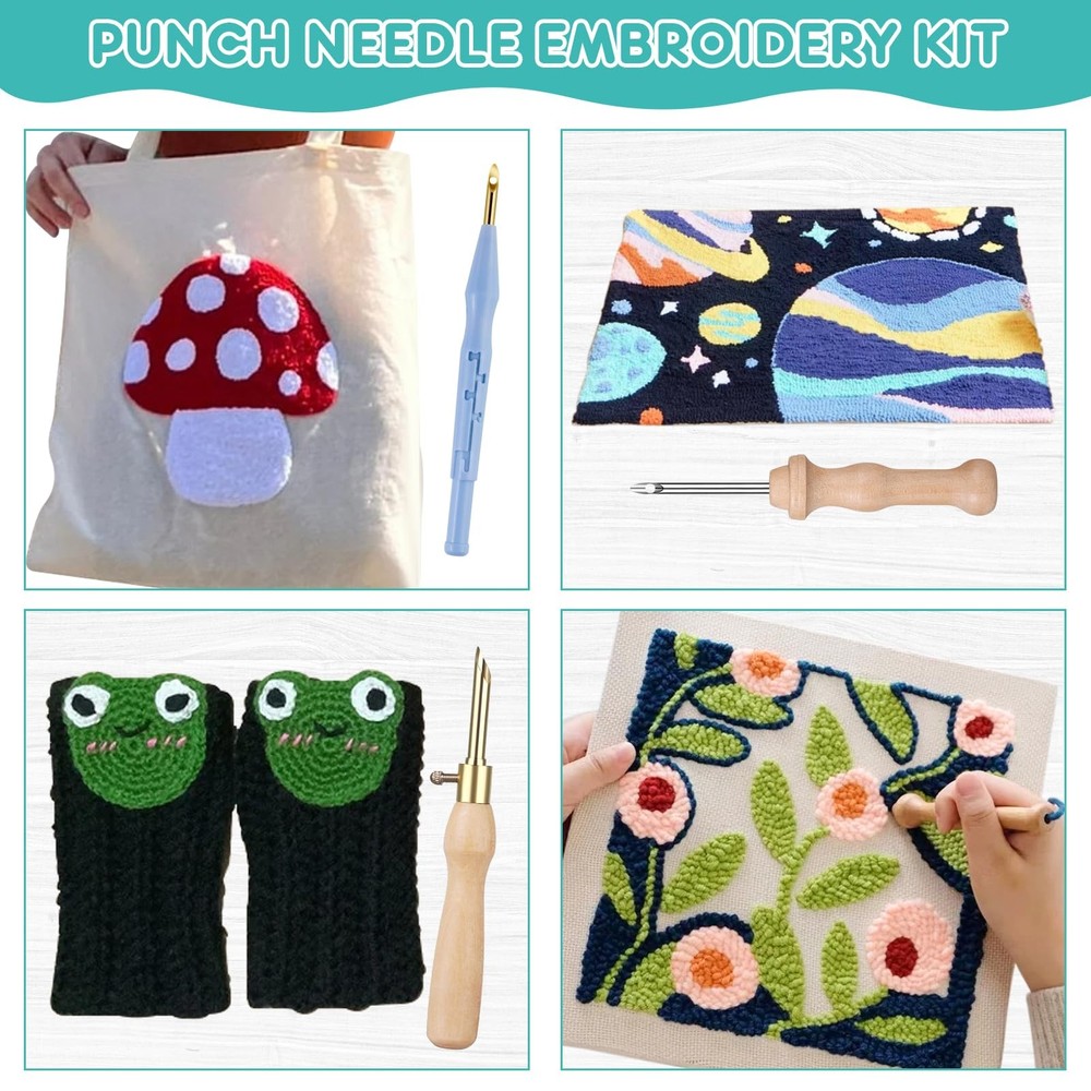 37Pcs Punch Needle Embroidery Kit - Complete for Needle Punching - Includes P...