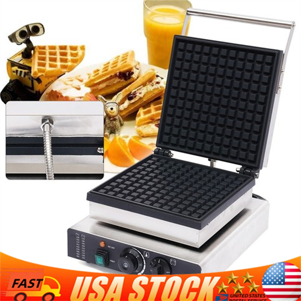Bakeries Commercial Waffle Crispy Maker Baker Nonstick Stainless W/Timer Control