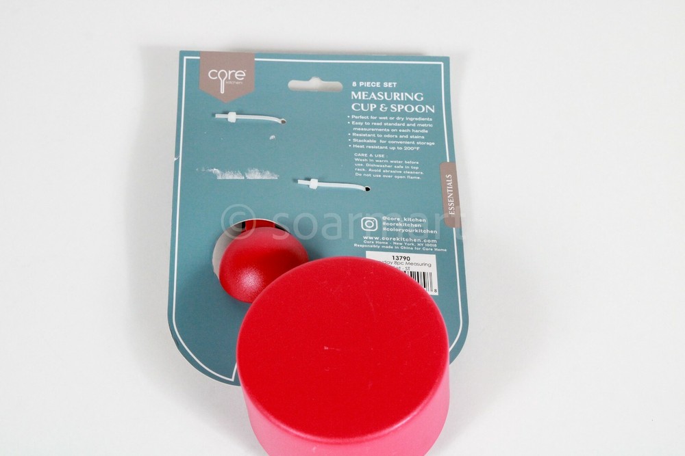 CORE KITCHEN STACKABLE MEASURING CUP AND SPOON SETS,Red Set of 8
