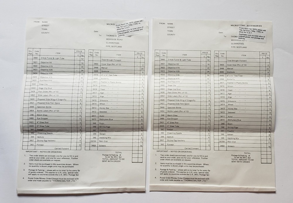 1970s Vintage Microscope Thomas Salter Lab 1