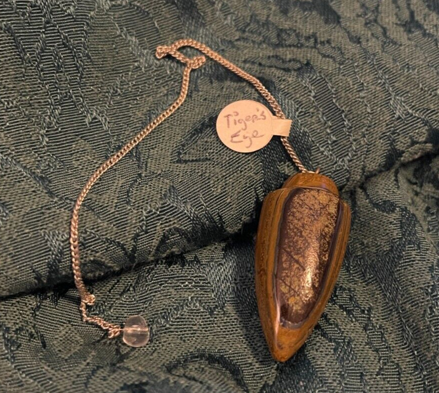 Pendulum - Tiger's Eye - Drop Shaped - 1.5 Inch - Includes Pouch for Storage