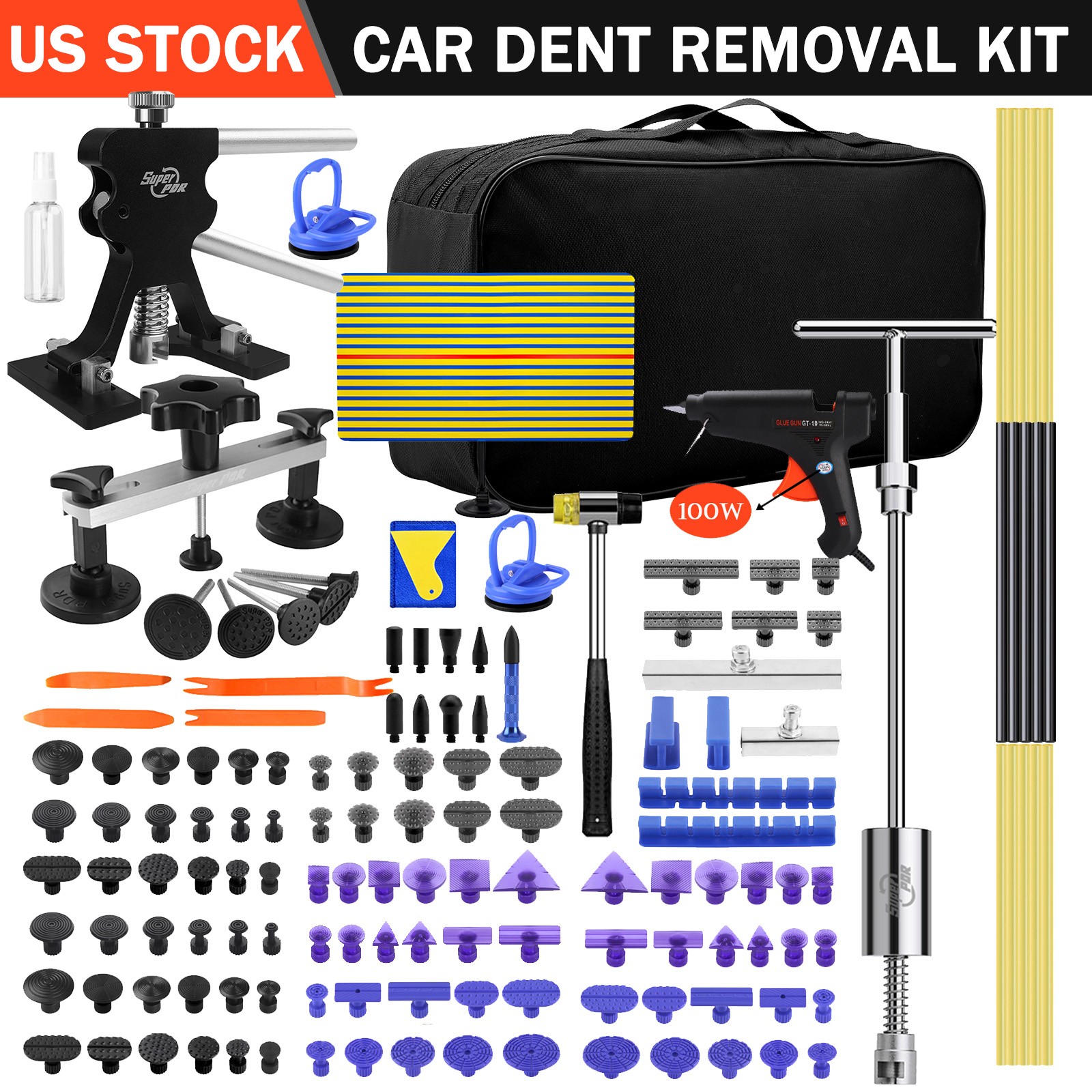 Car Body Dent Puller Hammer Bridge Lifter Tool Paintless Hail Remover Repair Kit