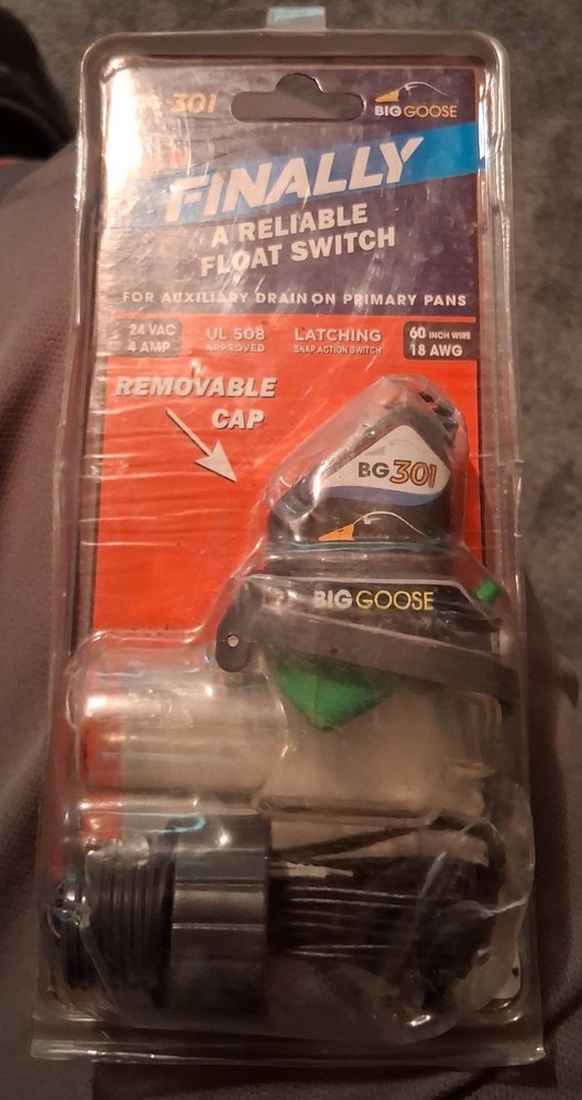 Big Goose Float Switch for Auxiliary Drain on Primary Pans BG-301