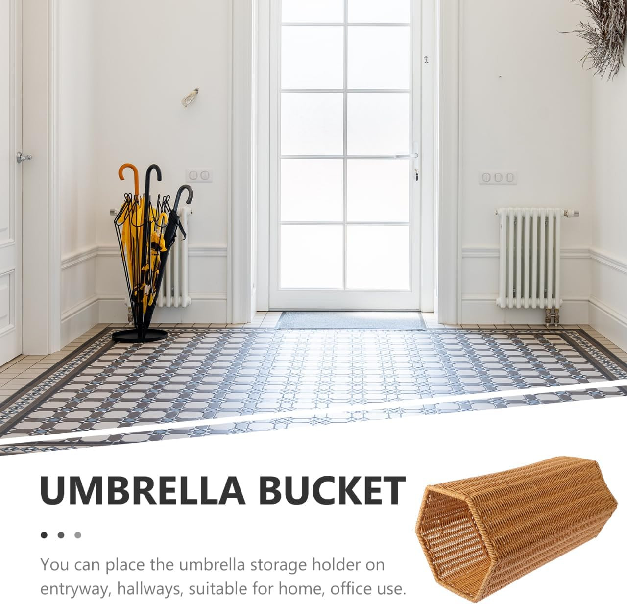 Umbrella Basket for Entryway, Umbrella Holder, Wicker Rattan Woven Holder Indoor