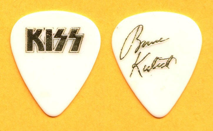 KISS Bruce Kulick Signature White/Gold Guitar Pick - 1990 Hot In The Shade Tour