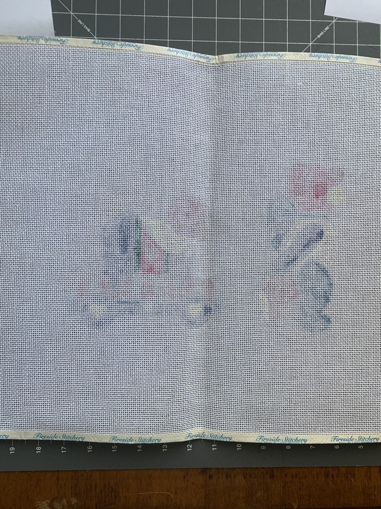 Patchwork Teddy Bear with Wagon Needlepoint Canvas Unworked JB 12x8