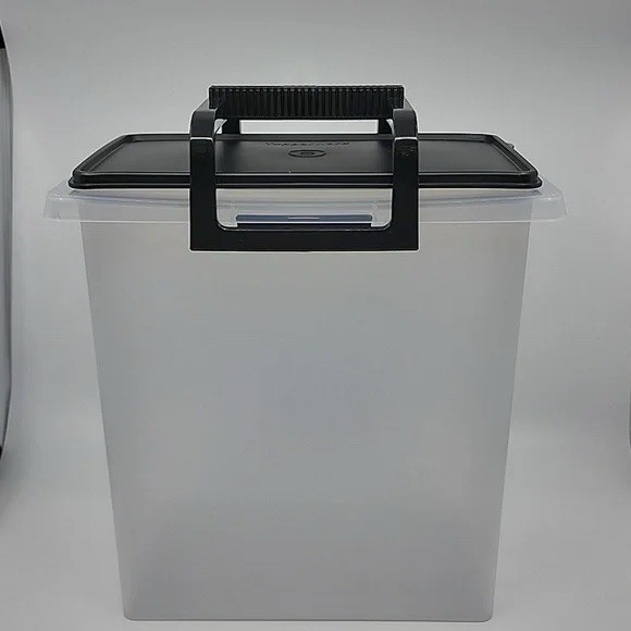 Tupperware Large Carry All Clear Container With Black Handle New