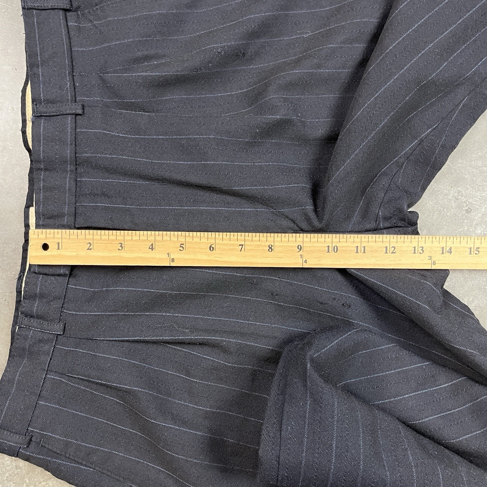 Vintage Wool Blend Pants Mens 32x32 Blue Flaws Distressed Preppy Stripes Preowne