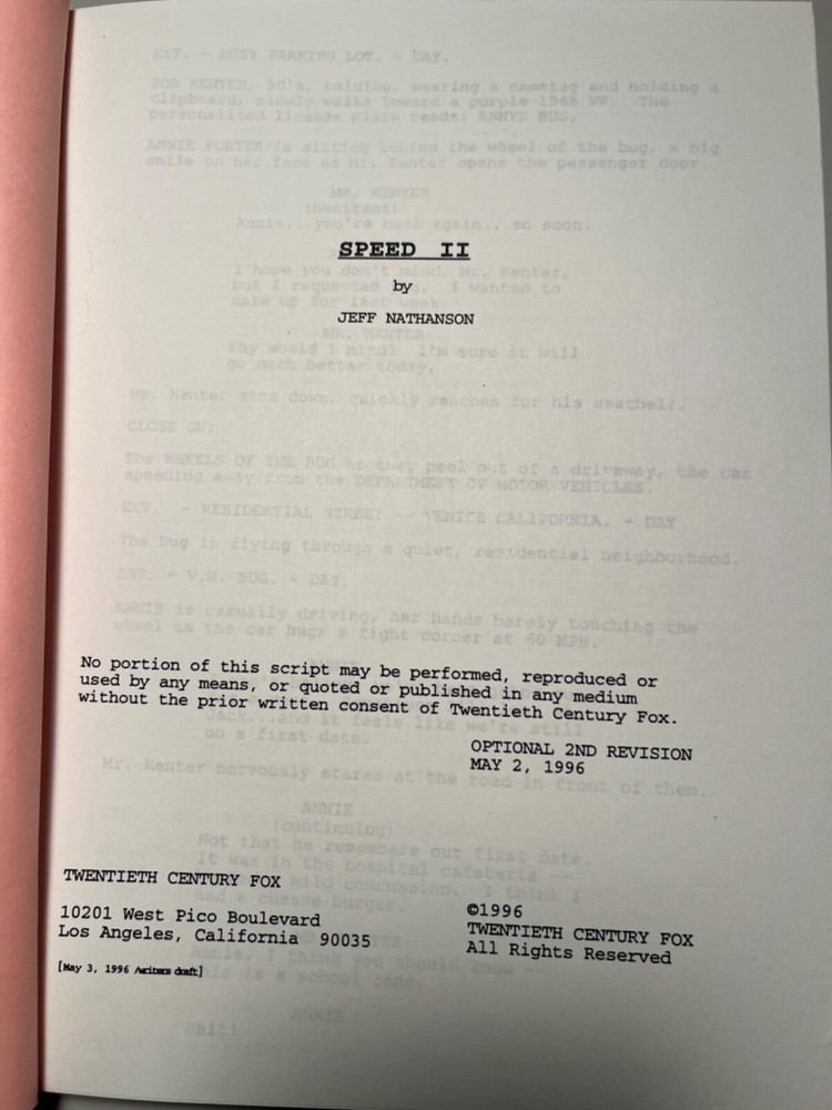 Speed 2 original feature film script