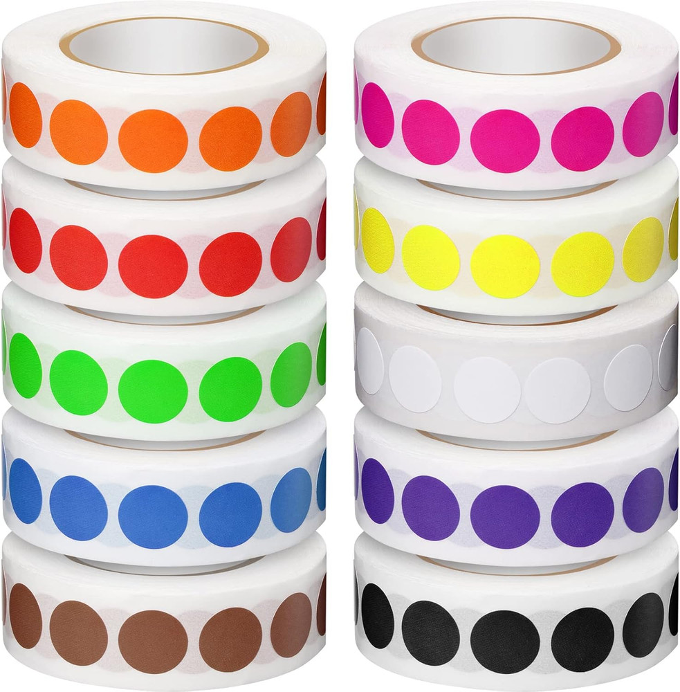 5000 Pieces 1/2 Inch round Color Coding Labels Roll Assorted Colored Dot Sticker