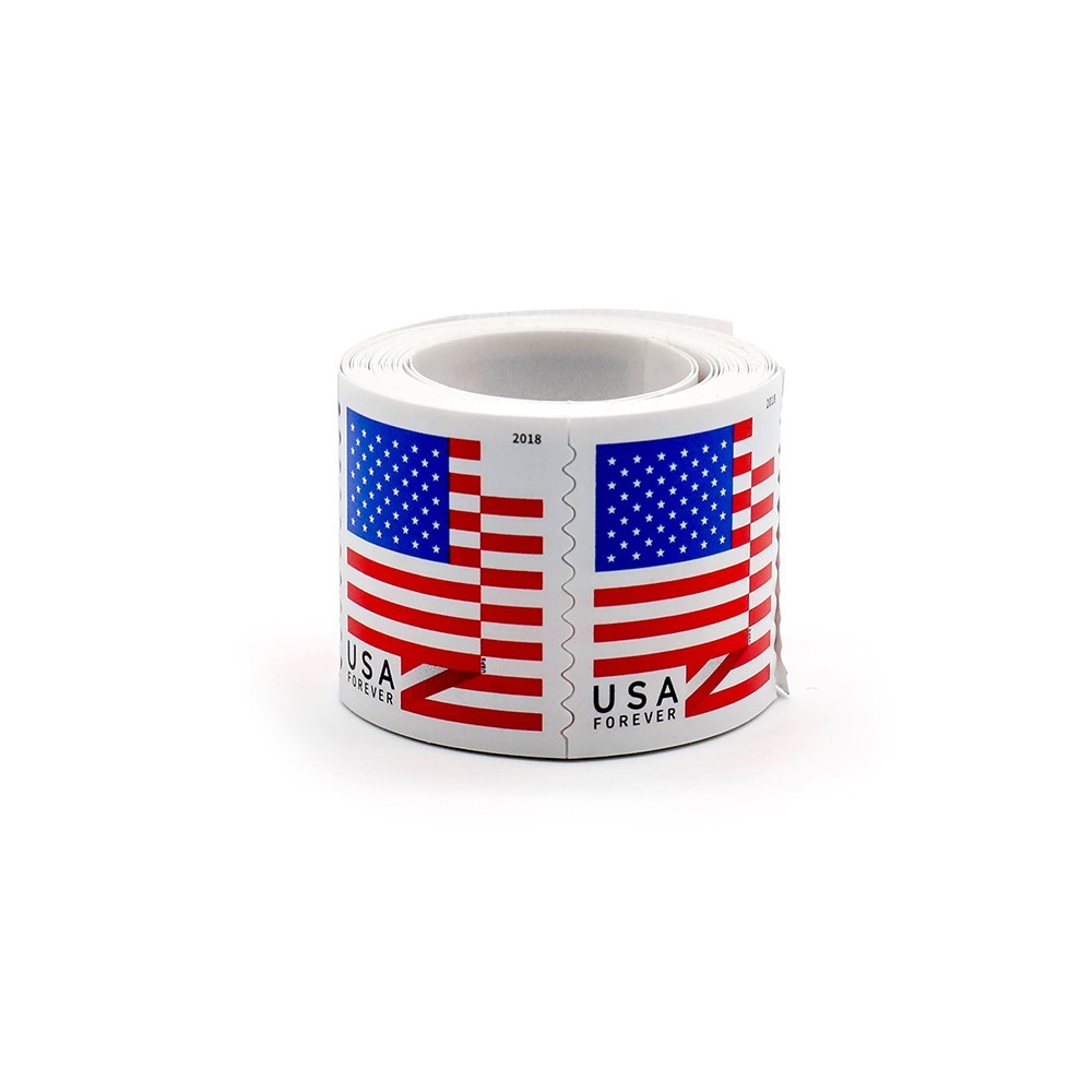 2 Rolls (200 Stamps) USPS Postage Coils of 100 - Sealed, MNH U.S. Flag Free ship