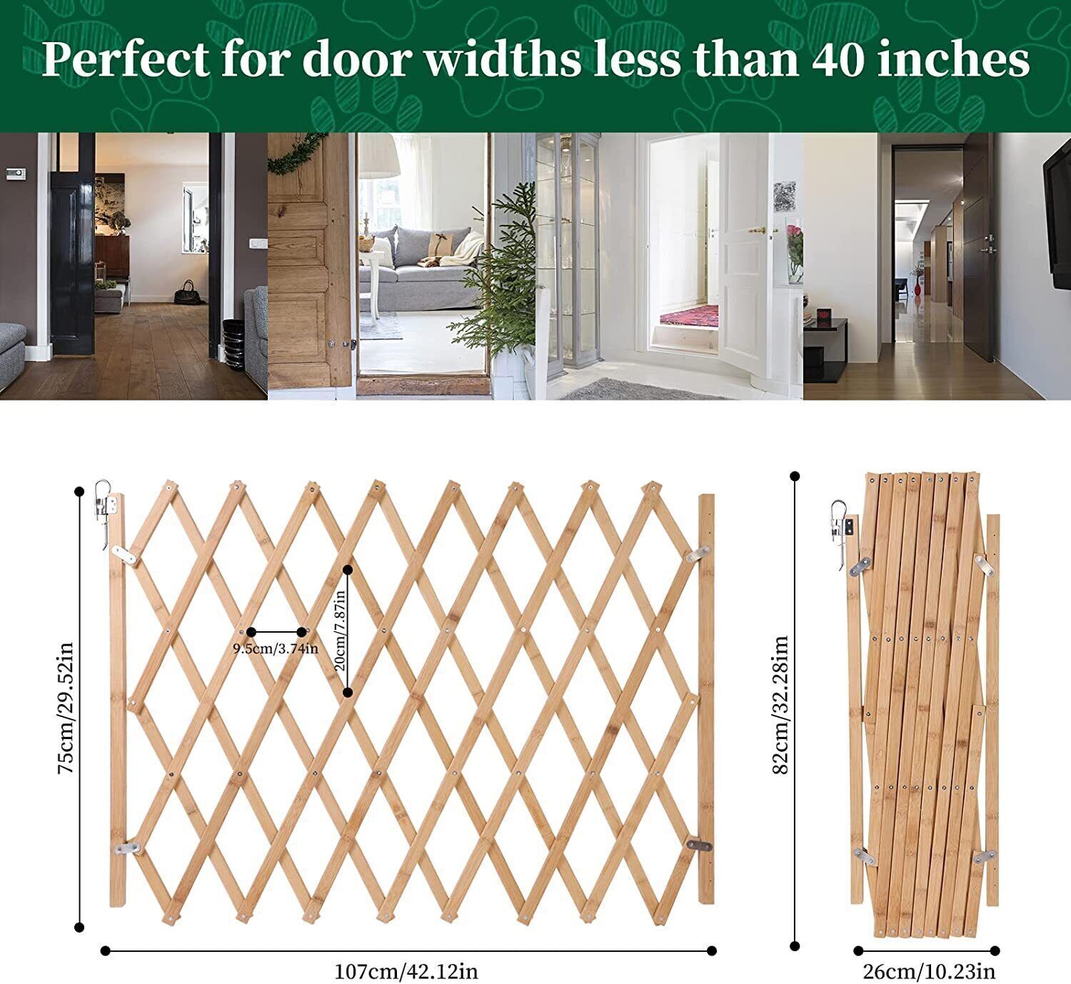 Expandable Accordion Baby Gate Wooden Pet Folding Fence Isolation ProtectionGate