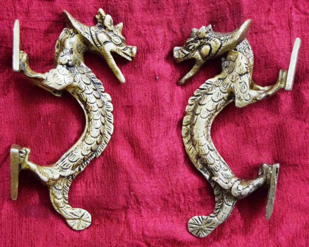 Brass Golden Dragon Shape Victorian Style Lounge Gate Pull Door Handle Dec MJ158