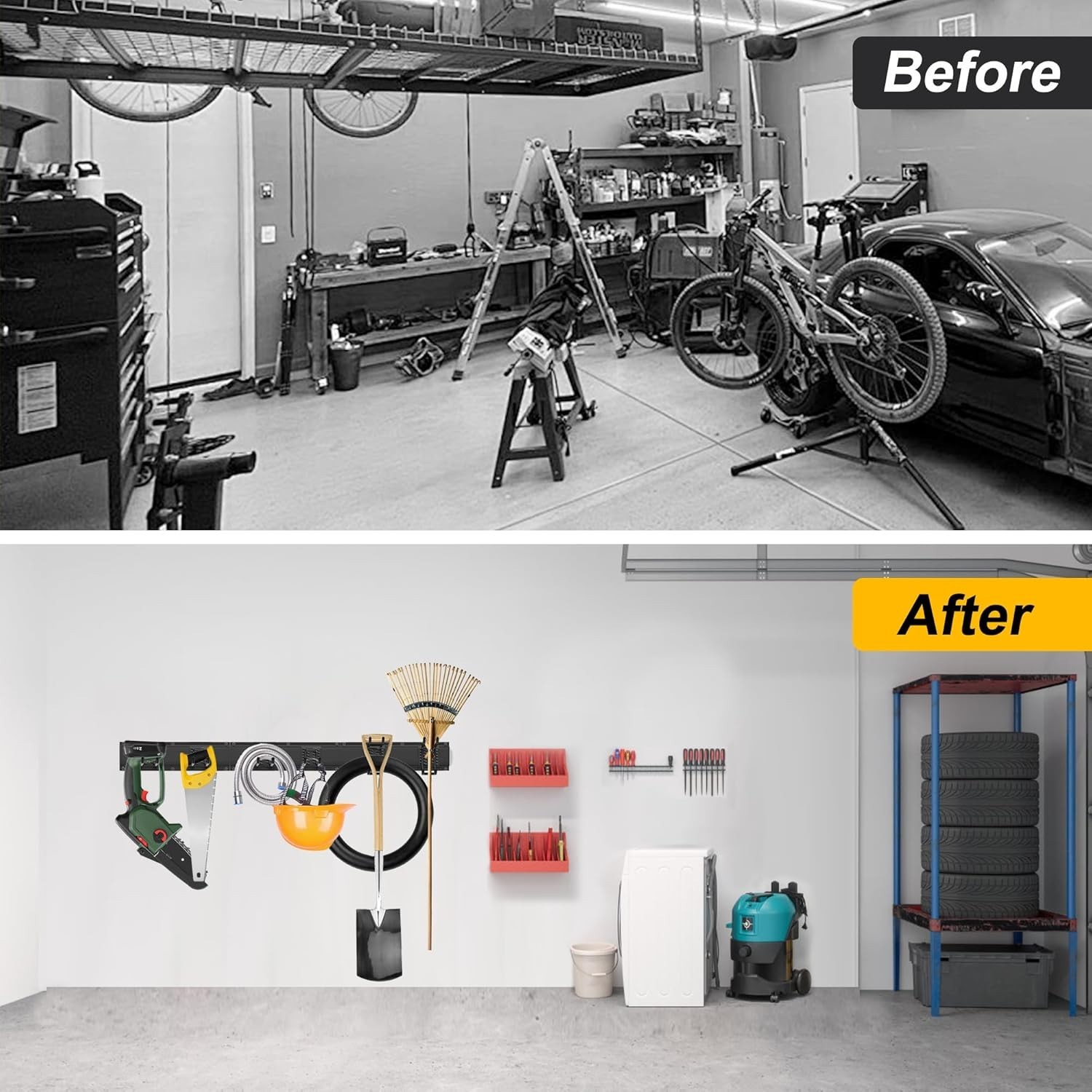 Garage Wall Tool Rack,Garage Organization, Garage Garden Tool Organizer Wall ...