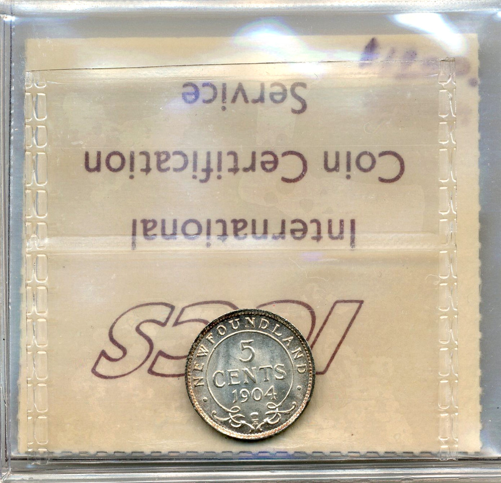 1904H Newfoundland 5 Cents - Choice Uncirculated, ICCS MS64