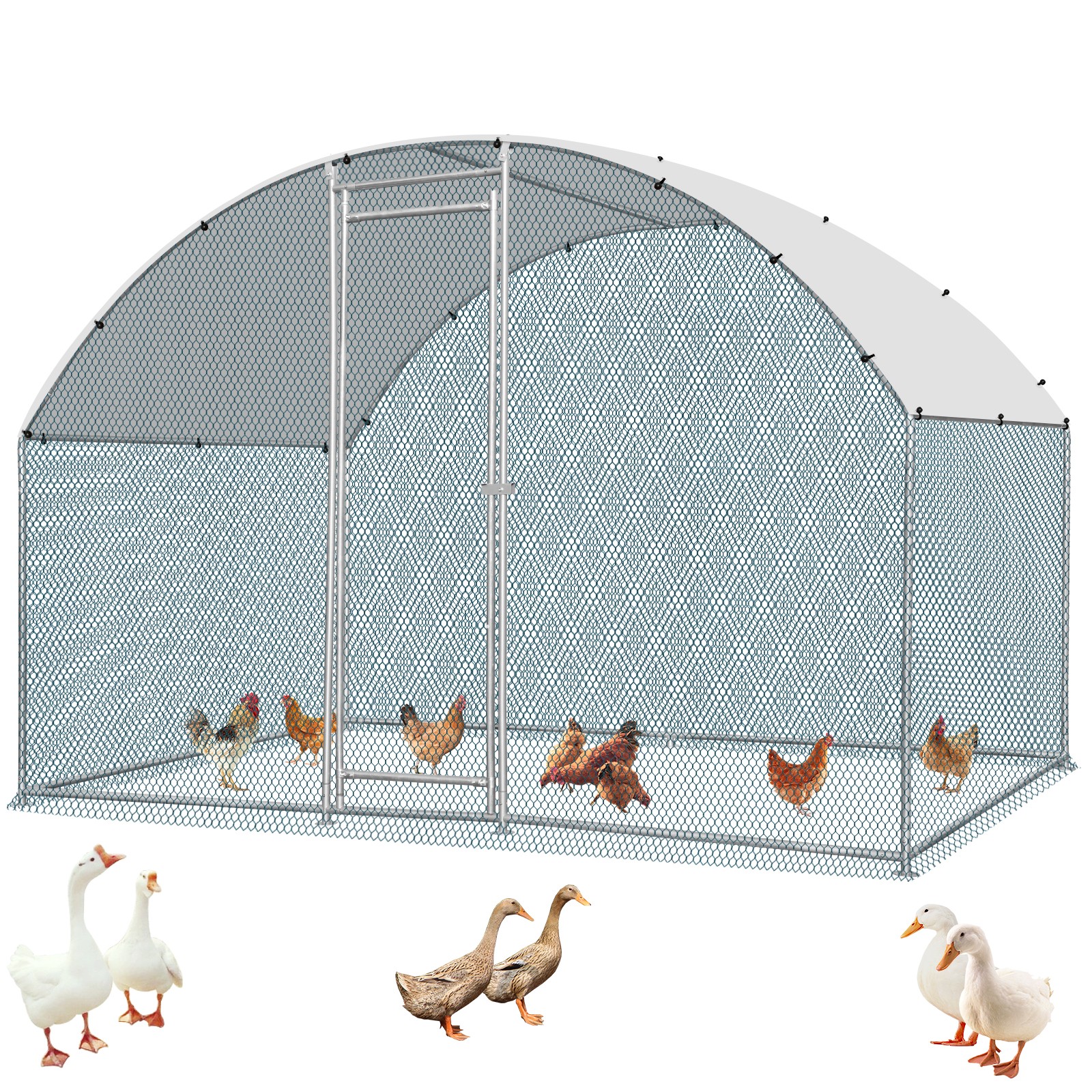 Metal Walk In Chicken Coop 6.5 x 10FT Run Cage Hutch Hen House Enclosure Outdoor