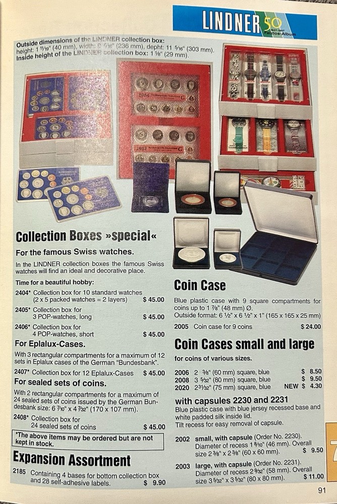 VINTAGE 2000 / 2001 LINDNER STAMP SUPPLIES & ACCESSORIES CATALOG - 92 PAGES