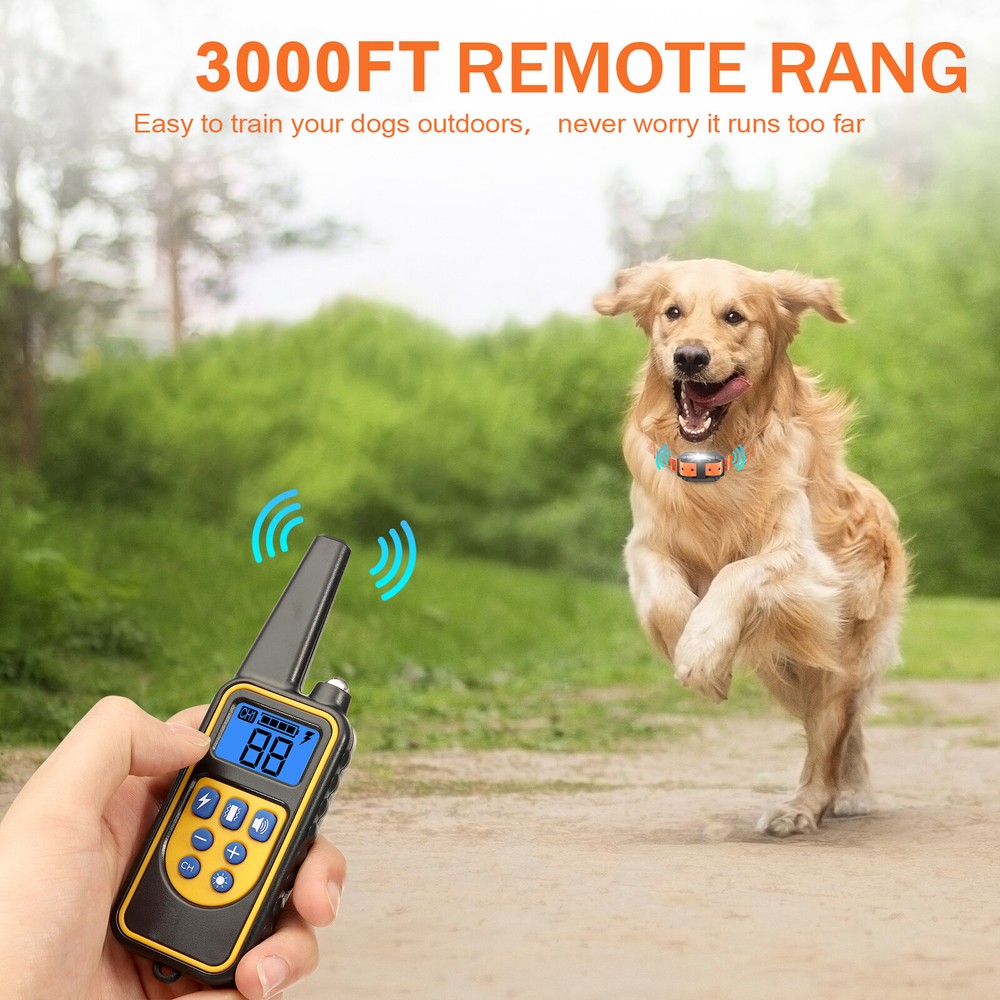 3000 FT Dog Training US Collar Rechargeable Remote Shock PET Waterproof Trainer