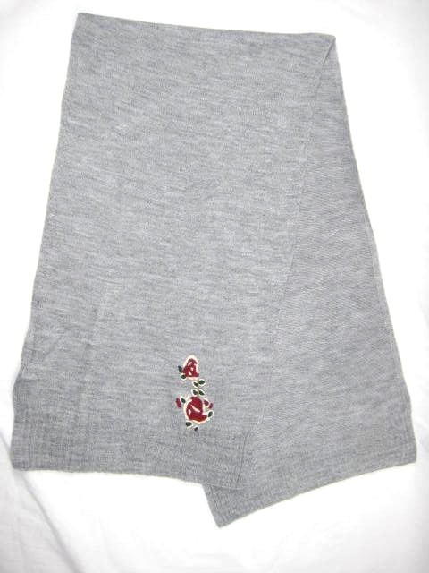 Studio Workshop Womens Floral Embroidered Knit Wool Scarf Hat 2pc Set Gray Multi