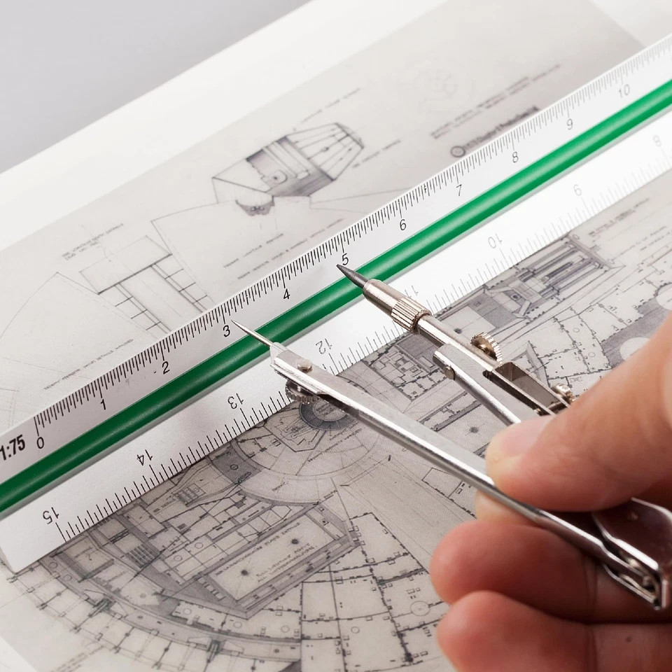 Architectural & Engineering Ruler Set - 12 Inch Drafting Tool, Imperial/Metric