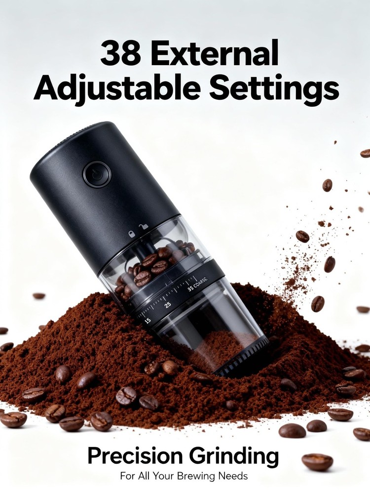 Portable Electric Burr Coffee Grinder - Grind While Charging - Visual Bean Hoppe