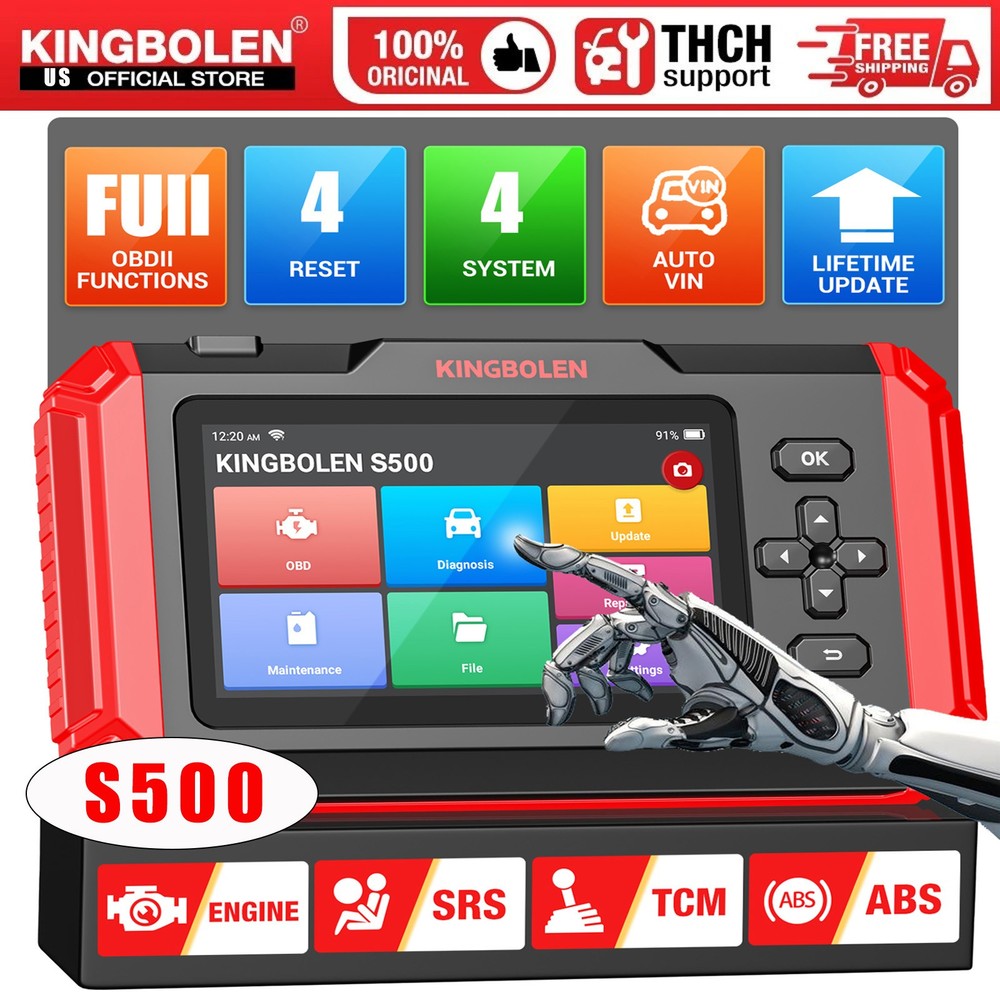 2026 KINGBOLEN S500 Car OBD2 Scanner Diagnostic Tool Engine ABS SRS Code Reader