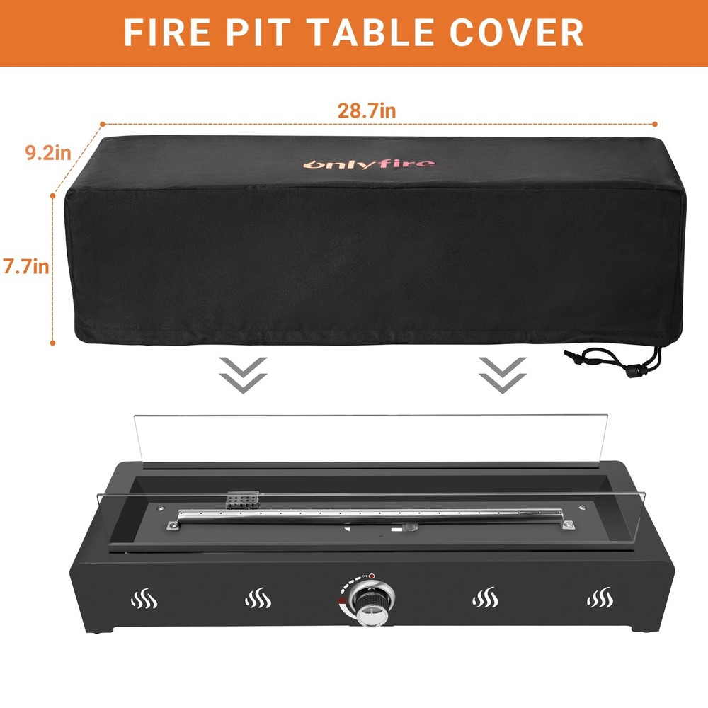 Fire Pit Cover, 28 Inch Tabletop Fire Pit Cover Rectangular UV Resistant and ...