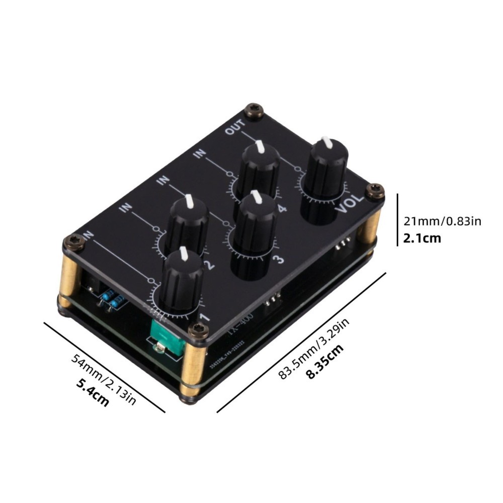 4 Channel 3.5mm Portable Stereo Audio Mixer With Multi-Device Compatibility