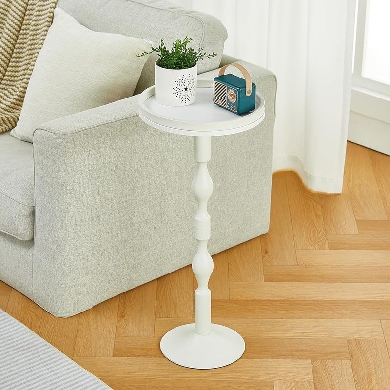 Small Round Side Table Portable Beverage Table Indoor Outdoor Use Easy Assembly