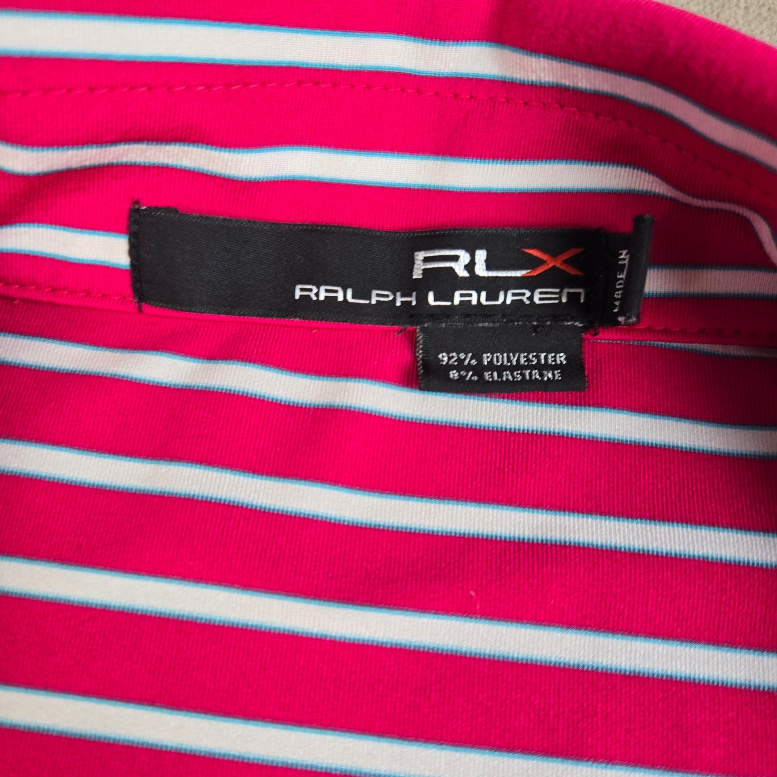 RLX Ralph Lauren Men's Golf Polo Shirt Pink White Stripe M