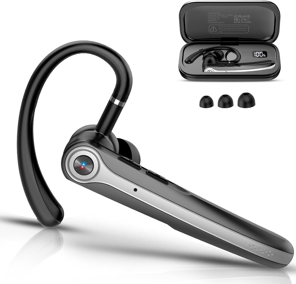 Bluetooth Headset, Wireless Bluetooth Earpiece with ENC Noise Canceling Mic, 120