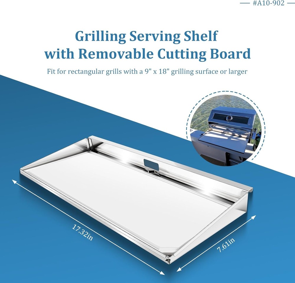 Serving Shelf with Removable Cutting Board for A10-902, for Rectangular Grills