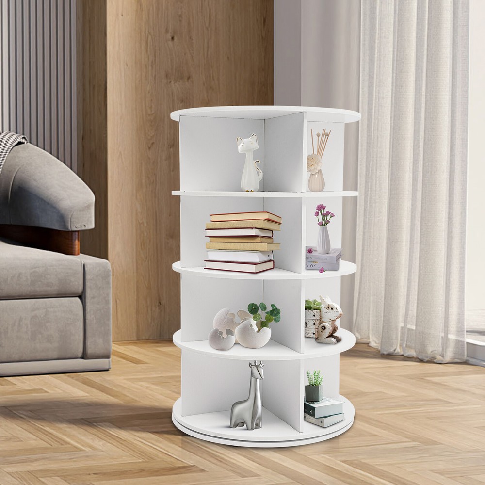 4-Tier White Rotating Shoe Rack, Durable Free-Standing Organizer