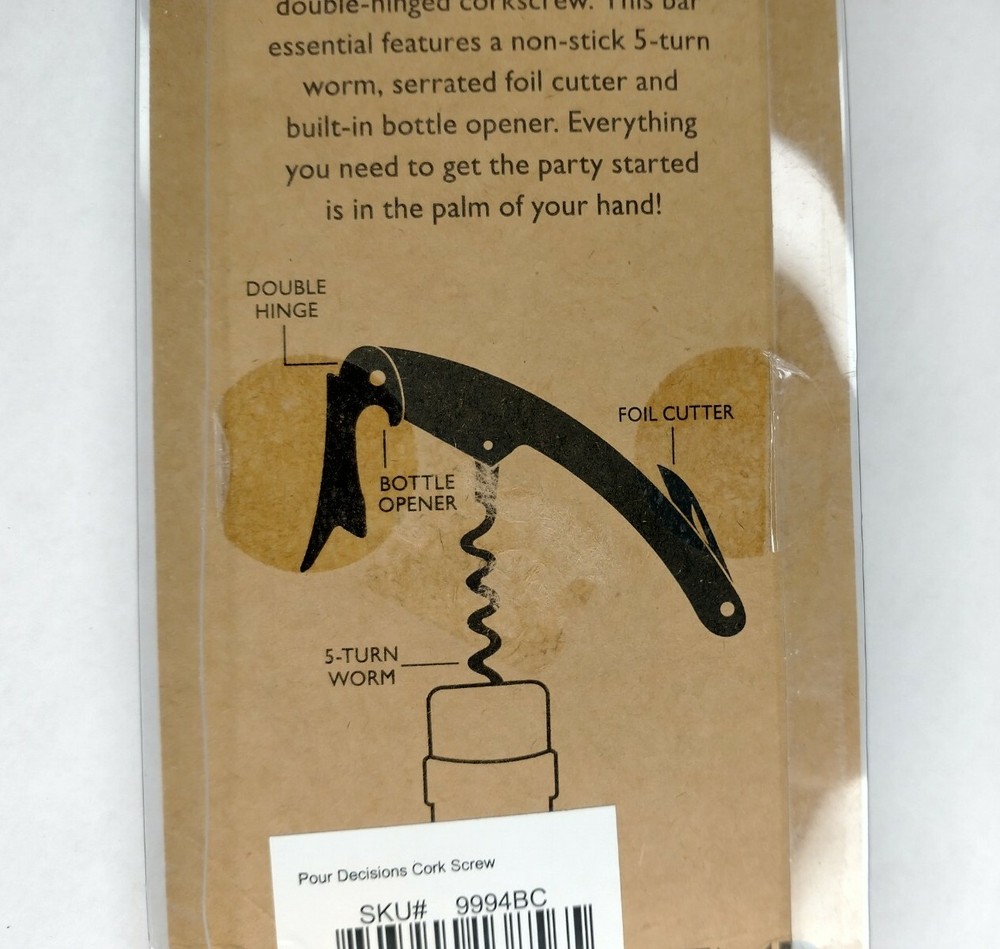 Double Hinged Corkscrew Pour Decisions Portable Purse Cork Screw